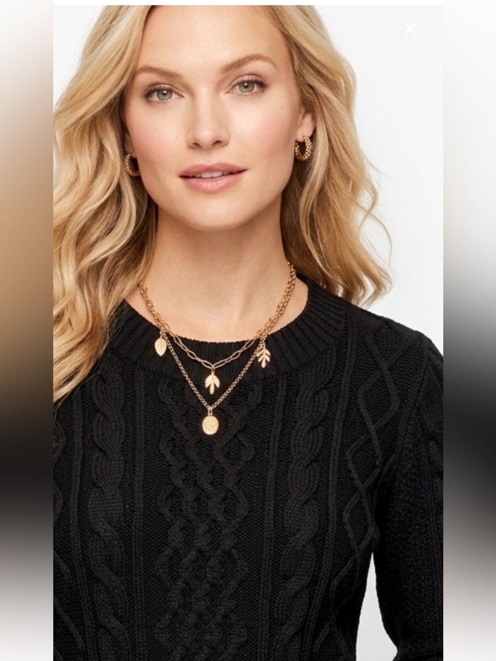 Talbots Black intricate mixed pattern Classic ribbed neck sweater